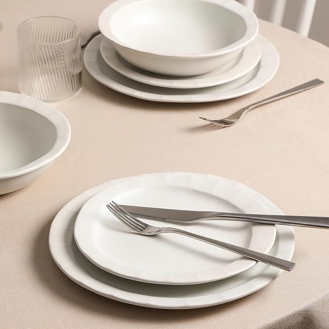 Stone Lain Oasis 4-Piece Dinner Plate Set Stoneware, White