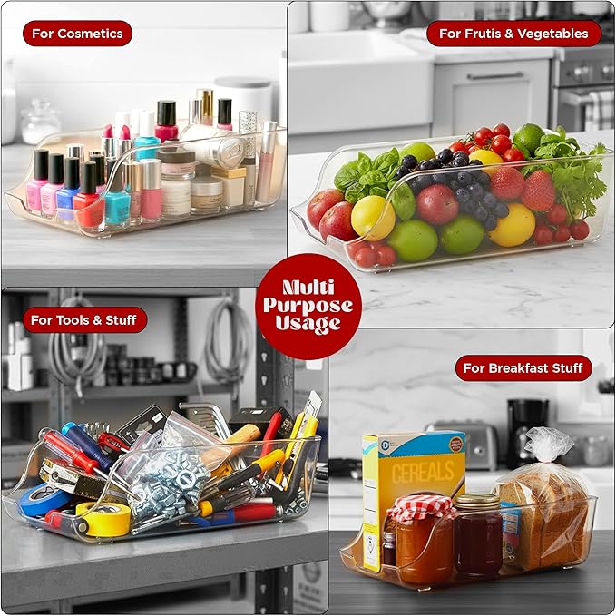 Utopia Kitchen Soda Can Organizer and Dispenser for Refrigerator/Pantry - Durable Can Storage Organizer Fridge & Kitchen Organization - (Clear, Set of 6)