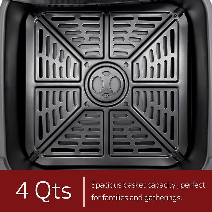 MegaChef 4 Quart Digital LED Display Electric Air Fryer with Transparent Window in Black and Bonus 125 Piece Paper Liners