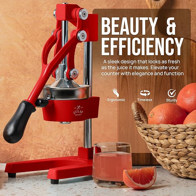 Zulay Kitchen Cast Iron Juicer - Heavy Duty Manual Juicer with Detachable Strainers for Easy Cleaning, Orange Juice Press for Citrus Fruits, Perfect for Bartenders, Juice Lovers & Health Enthusiasts