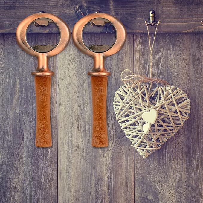 Metal Bottle Opener Kit Blank Bottle Opener Stainless Steel Open Inserts Hardware for Wedding Wine Party DIY Project Craft Wood Turning(Bronze,7 Pieces)