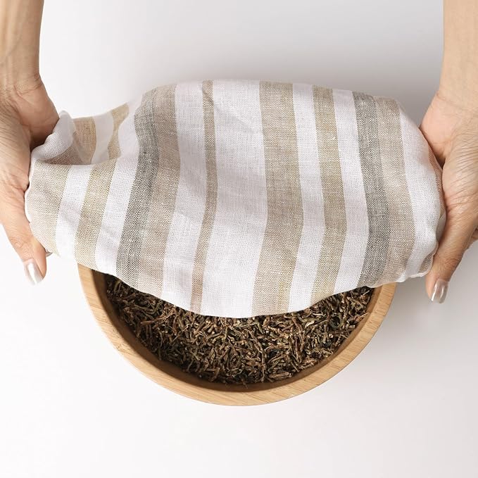 100% Linen Bowl Covers Reusable For Bread Proofing, 4 Pcs Elastic Cloth Fabric Colorful Stripe Bowl Covers, 5.9*7.9*9.8*11.8 Inches, Colorful 1
