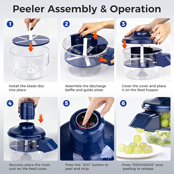 Automatic Grape Peeler Machine, Electric Garlic and Cherry Tomato Peeler, Cordless Fruit Skin Remover for Small Produce, Easy Peeling Kitchen Tool (Blue,1PC)