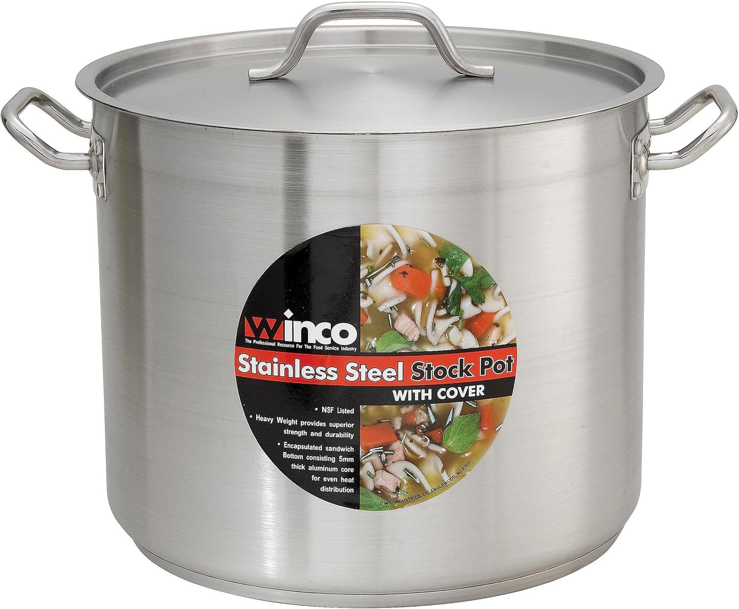 Winware SST-40 Stainless Steel 40 Quart Stock Pot with Cover