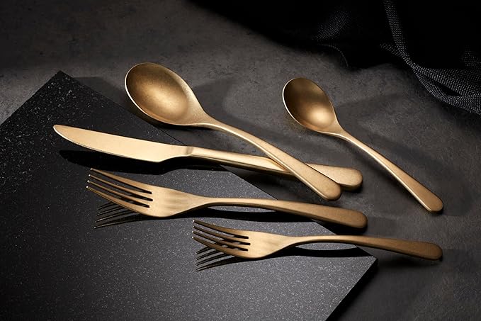 Oneida 894806 Kenbrook Champagne Tumbled 20 Piece Everyday Flatware Set, Service For 4
