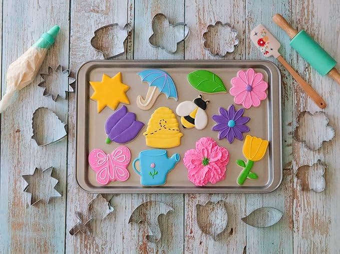 Handstand Kitchen Spring Fling 30-piece Real Cookie Baking Set with Recipes for Kids