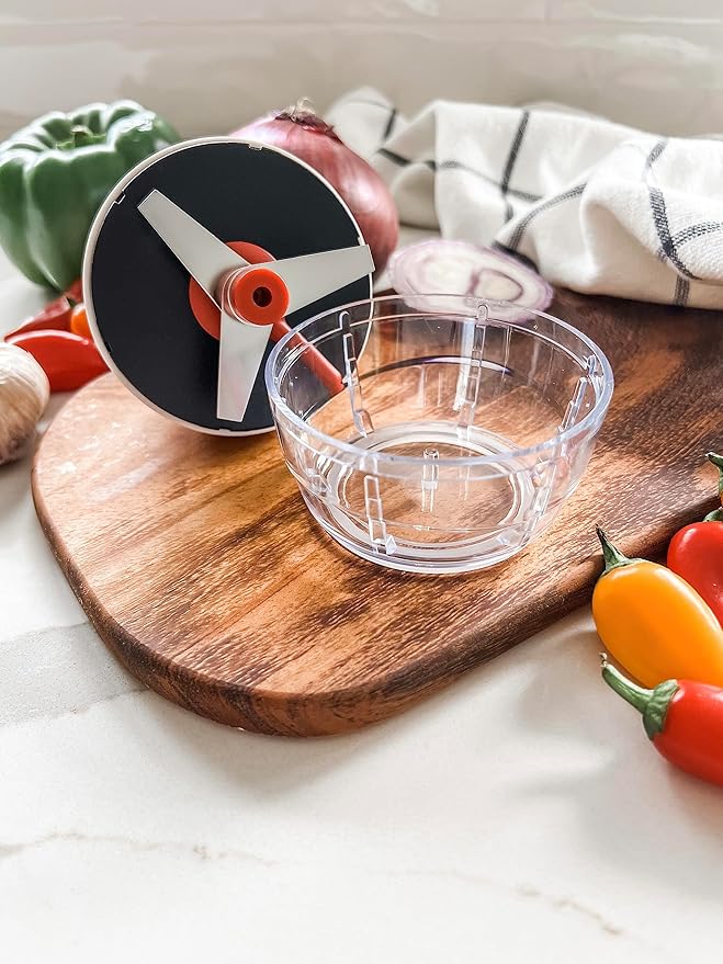 Küchenprofi Vegetable & Fruit Chopper - 3.4" Dia x 4.5" H, White, Contemporary - Mini Food Chopper - Onion Dicer & Garlic Mincer