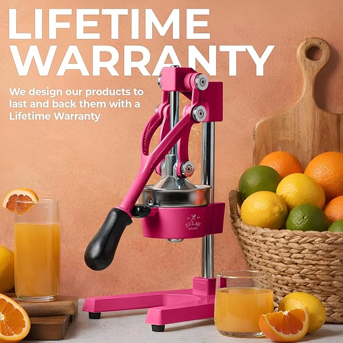 Zulay Kitchen Cast Iron Juicer - Heavy Duty Manual Juicer with Detachable Strainers for Easy Cleaning, Orange Juice Press for Citrus Fruits, Perfect for Bartenders, Juice Lovers & Health Enthusiasts