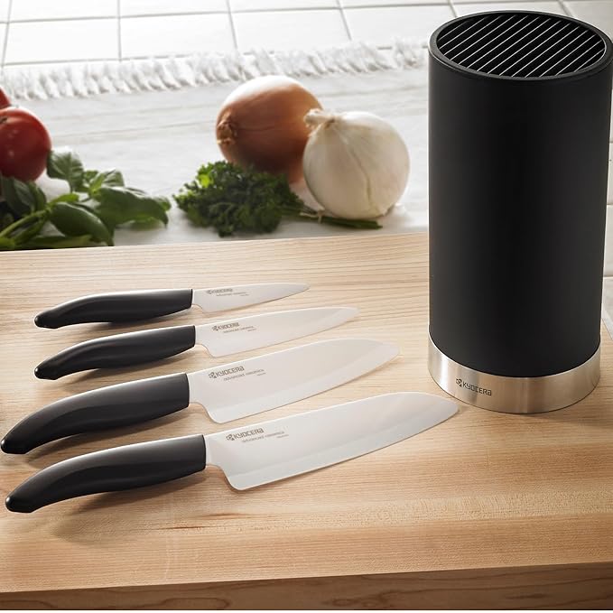 Kyocera KB-U-BK Universal Round Soft Touch Knife Block, 8.8" x 4.3", Black