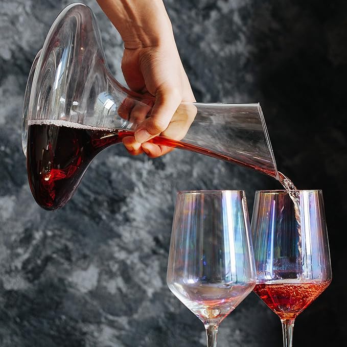 BTaT- XL Decanter with Drying Stand, Stopper, Brush and Beads, Hand Blown Crystal Glass, Wine Decanter, Wine Carafe, Wine Accessories, Red Wine Decanter