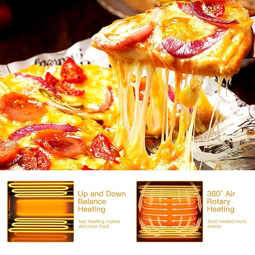 Costway Electric Oven, Stainless Steel Baker with Auto Shut-Off, Handle, Removable Tray, Countertop Pizza Maker for Kitchen & Commercial Use