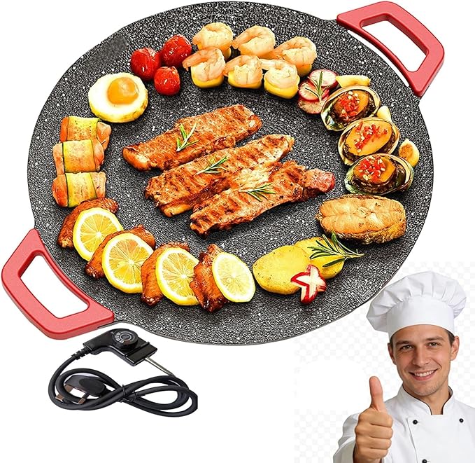 Indoor Grills Electric Smokeless – Nonstick Electric Griddle for Indoor Use, Fast-Heating Compact & Versatile Cooking for Steaks, Pancakes, and BBQ (15.7inch)(11.8in)
