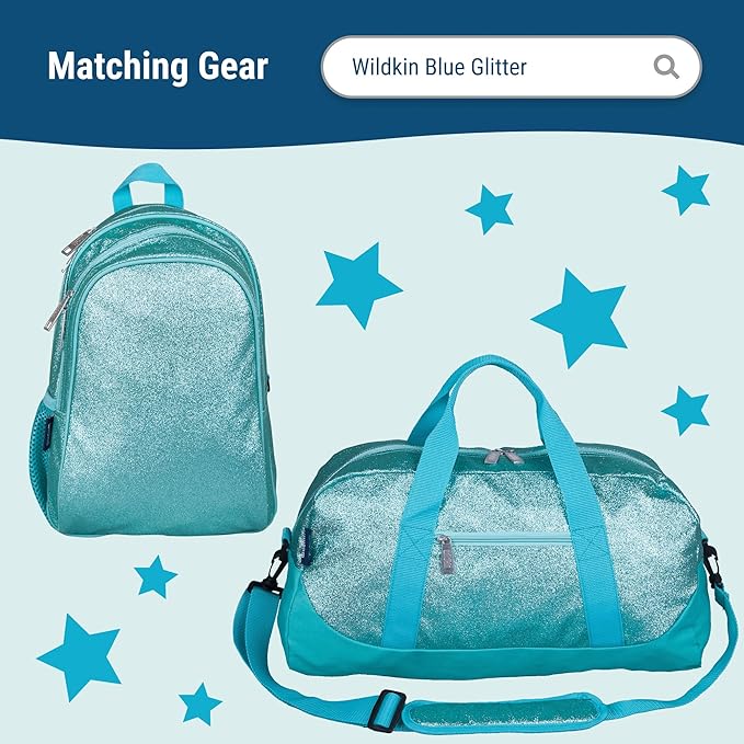 Wildkin Kids Two Compartment Insulated Lunch Bag – Keeps Food Hot or Cold, Easy-Clean Lining, Leak-Resistant & BPA-Free – Boys & Girls, Ideal for School, Travel & Daycare – Blue Glitter