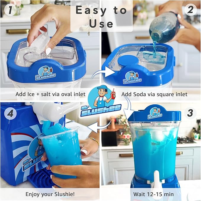 Slushie Machine for home, New and Improved Countertop Slushy Maker for Kitchen, 34 fl oz, Ice Cold Frozen Slush Drink, Slushy Cup, Turns Your Favorite Sodas into Slushies.