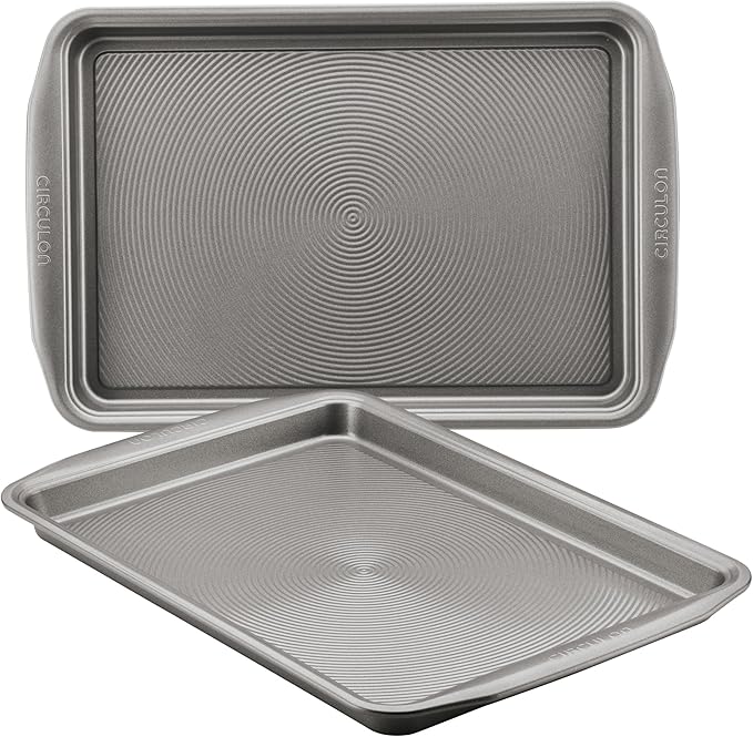 Circulon Bakeware Nonstick Cookie Pan Set, Cookie Sheets for Baking, 2-Piece, Gray