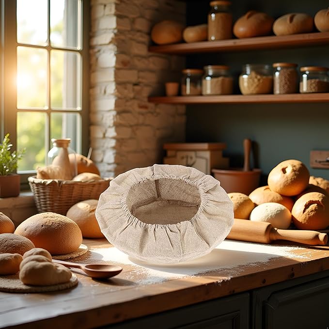 Proofing Bread Basket Cloth, Reusable Breathable Liner Flax Banneton Proofing Bread, Round Cloth Baking supplies Bread Proofing Baskets,Baking Tools and Accessories (9 inch)