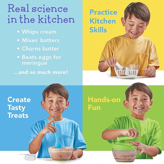 MindWare Kitchen Science Academy Wonder Whipper - Fun and Educational Cooking Set for Kids Ages 6 & Up - Crank Mixer and Kid-Friendly Kitchen Tools - Hands-On Learning Experience