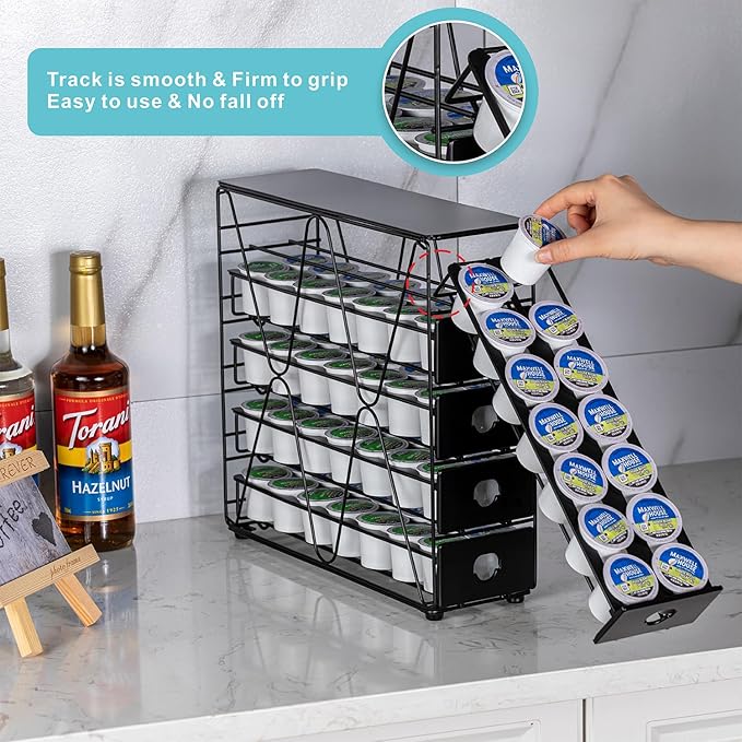 FlagShip K Cup Organizer for Keurig Pod Drawer Large Mullti Tier Coffee Pod Holder(70 Pods Capacity)