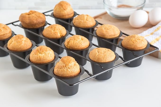Fox Run 4758 Linking Mini Popover Pan, Carbon Steel, Non-Stick, 12-Cups