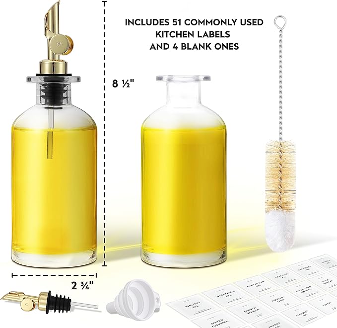 Spaceneat Olive Oil Dispenser Bottle for Kitchen & Coffee Syrup Dispenser Bundle, Gold