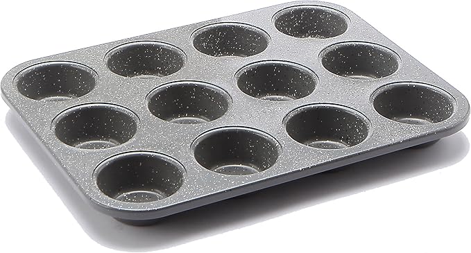 casaWare Ceramic Coated NonStick 12 Cup Muffin Pan (Silver Granite)