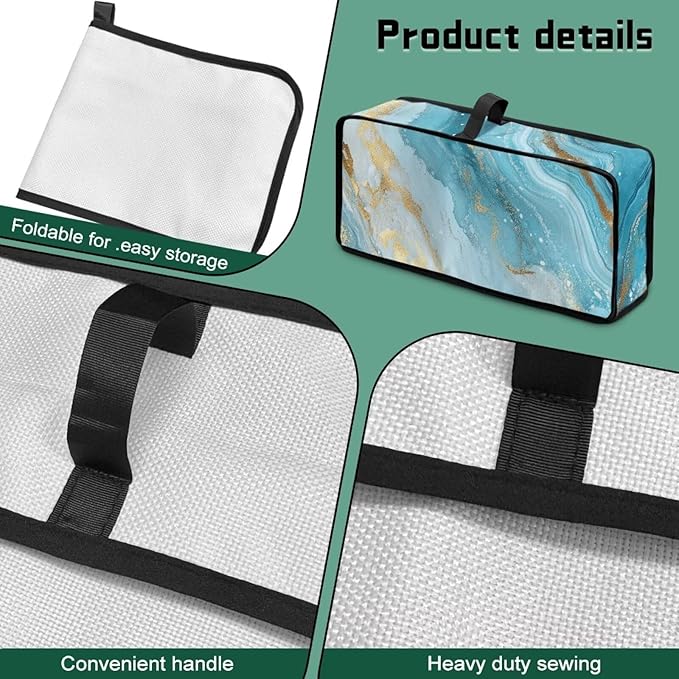 2 Slice Slim Toaster Cover Aqua Marble Design Toaster Dust Cover for 2 Slice Long Slot, Dust-proof Small Appliance Covers for Kitchen