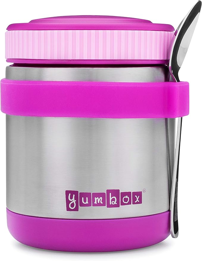 Yumbox Zuppa Leak-Proof Insulated Food Jar, 14 oz (1.75 cups), Triple Insulated Stainless Steel, Keeps Food Hot for 6 Hours, Cold for 12 Hours, Wide Mouth with Removable Utensil Band, Bijoux Purple