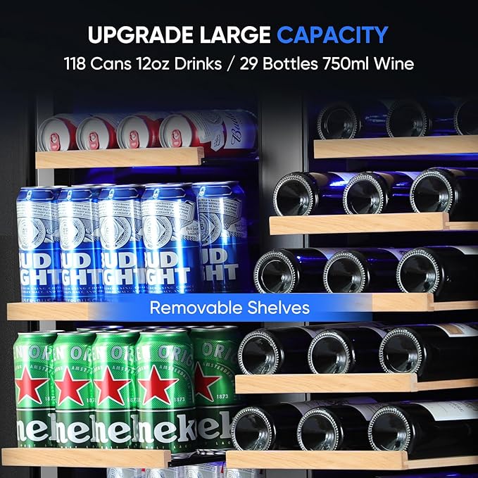 ORYMUSE 30" Stainless Steel Wine & Beverage Refrigerator - Dual Zone, Built-in/Freestanding with Upgraded Cooling - 30 Bottles & 110 Cans Capacity
