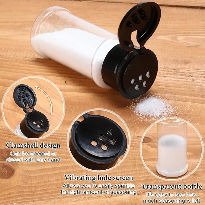Amyhill 100 Pcs Plastic Spice Bottles Spice Jars Seasoning Jars Shaker Plastic Jars 3.3 Oz/ 100ml Seasoning Shaker with Shaker Lids(Green, Red, Black Lid)