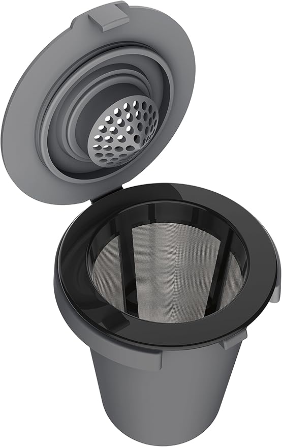 Cuisinart SS-RFC HomeBarista Reusable Filter Cup – Brew Coffee or Tea and Drop Wasteful Plastic from Single-Serve Pods with Sustainable Coffee Accessories, Gray