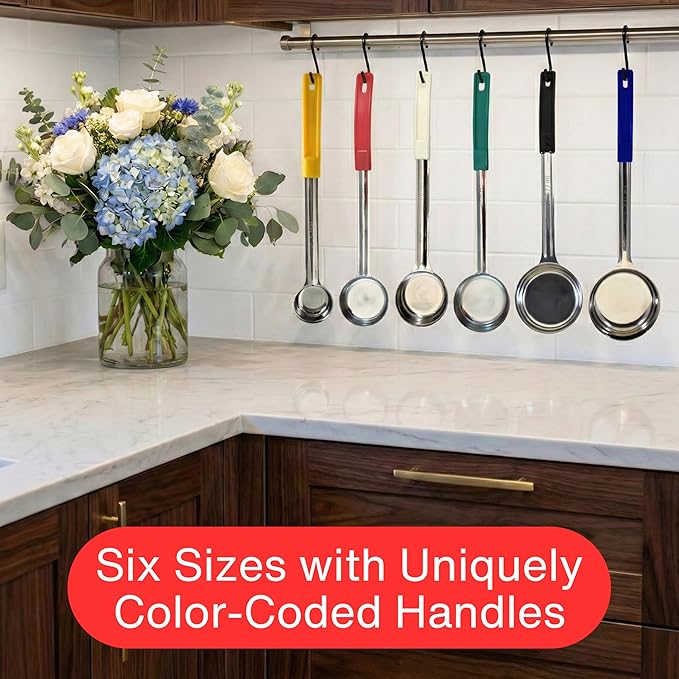 8 Ounce Solid Stainless Steel Portion Control Ladle Spoon for Measuring and Serving; Commercial Grade Serving Scoops [Pack of 12]