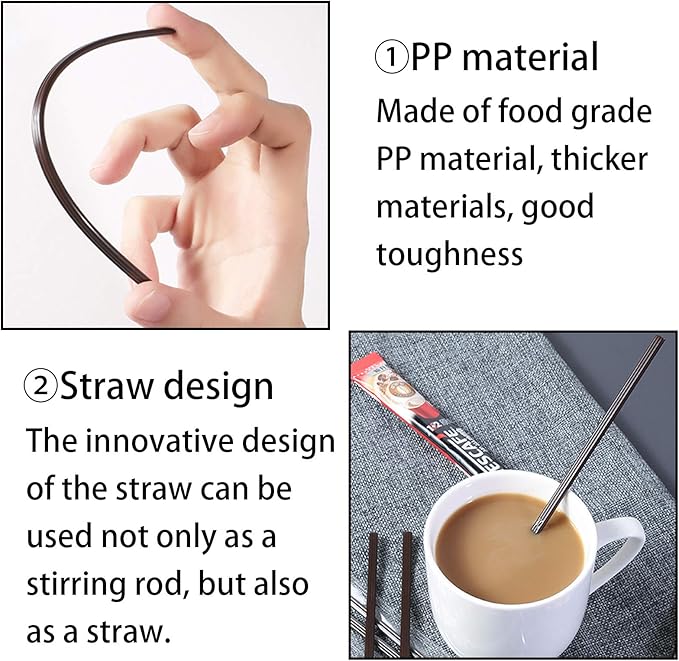 KBG Coffee Stir Sticks 200 PCS, 6.7 Inch Three Hole Disposable Plastic Sip Stir Sticks, Individually Wrapped Cocktail Stirrers