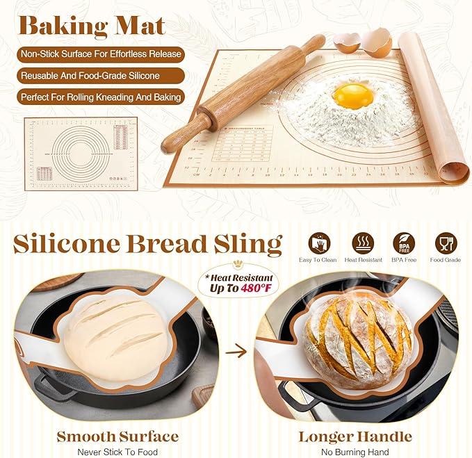 Sourdough Starter Kit with Dutch Oven, Sourdough Bread Baking Supplies, Sour Dough Starter Kits, Sourdough Accessories, Sour Dough Tools Sourdough Tools Kit Dutch Oven for Sourdough Bread Baking