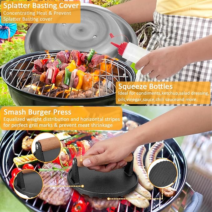 29PCS Blackstone Stainless Steel Spatula Set, Metal Spatula Set for Blackstone, Griddle Scraper/Burger Turner/Metal Grill BBQ Enlarged Spatulas Set with Carry Bag Outdoor BBQ & Teppanyaki & Camping