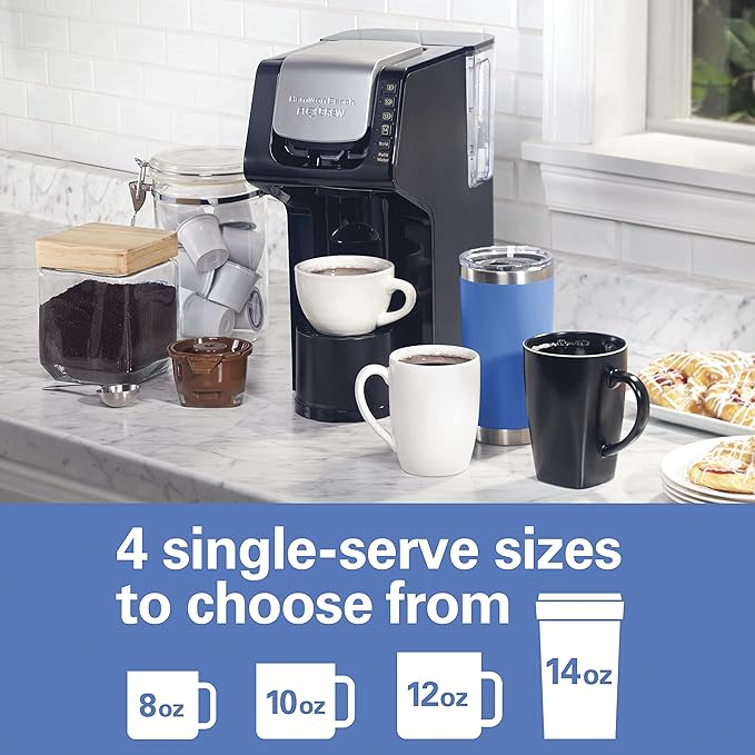 Hamilton Beach Gen 4 FlexBrew Single-Serve Coffee Maker with Removable Reservoir, Compatible with Pod Packs and Grounds, 50 oz., 4 Fast Brewing Options, Black