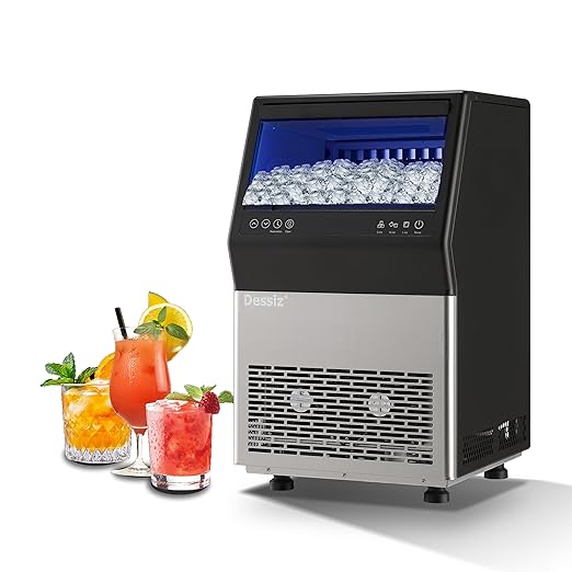 Dessiz Commercial Ice Maker Machine, 100lbs/24H Stainless Steel 36pcs Under Counter Freestanding Ice Maker with 33lbs Ice Storage Capacity