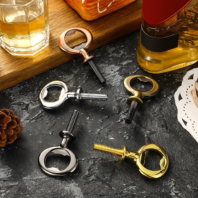 Patelai 10 Pieces Metal Bottle Opener Kit Blank Stainless Steel Bottle Opener Inserts Hardware for Wedding Wine Party DIY Project Craft Wood Turning