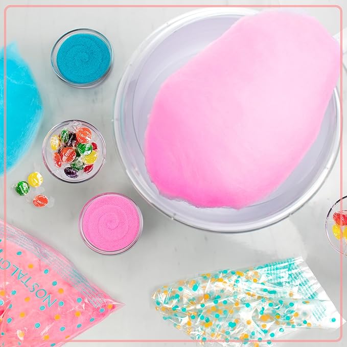Nostalgia Retro Hard and Sugar Free Countertop Original Cotton Candy Maker, Includes 2 Reusable Cones and Scoop – Red