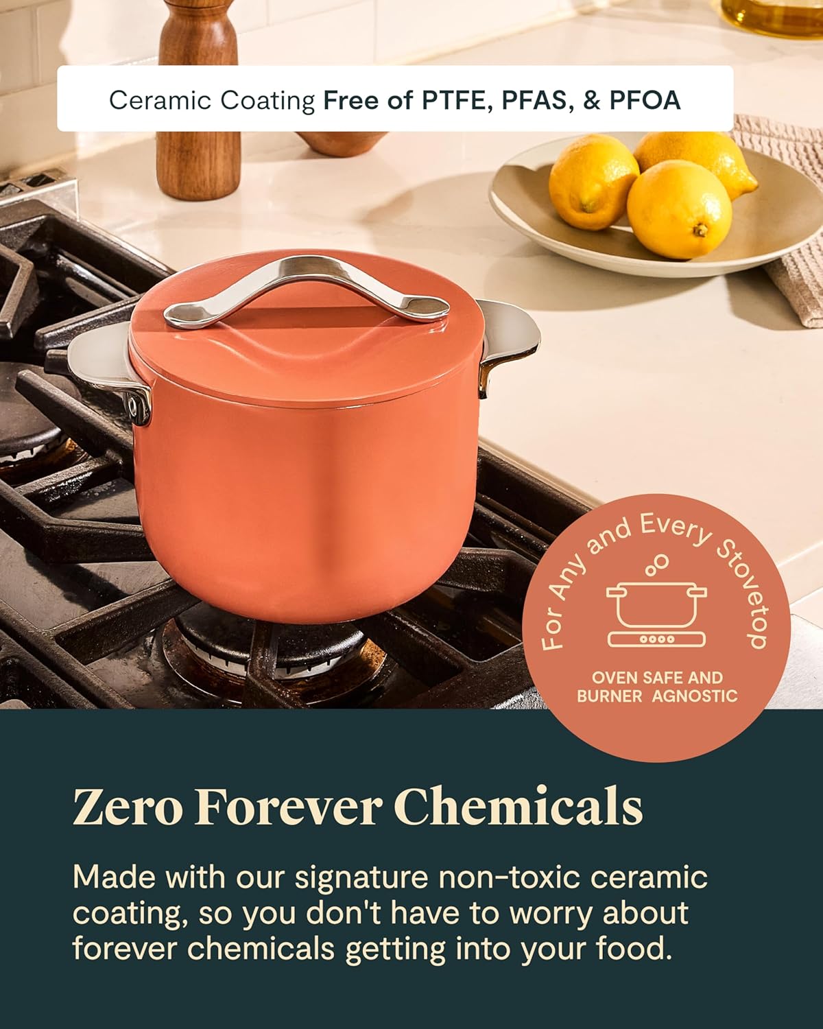 Caraway Petite Cooker - 2 Qt Ceramic Coated Pot - Free From Forever Chemicals - Perfect for Rice, Grains, or Sauces - Black
