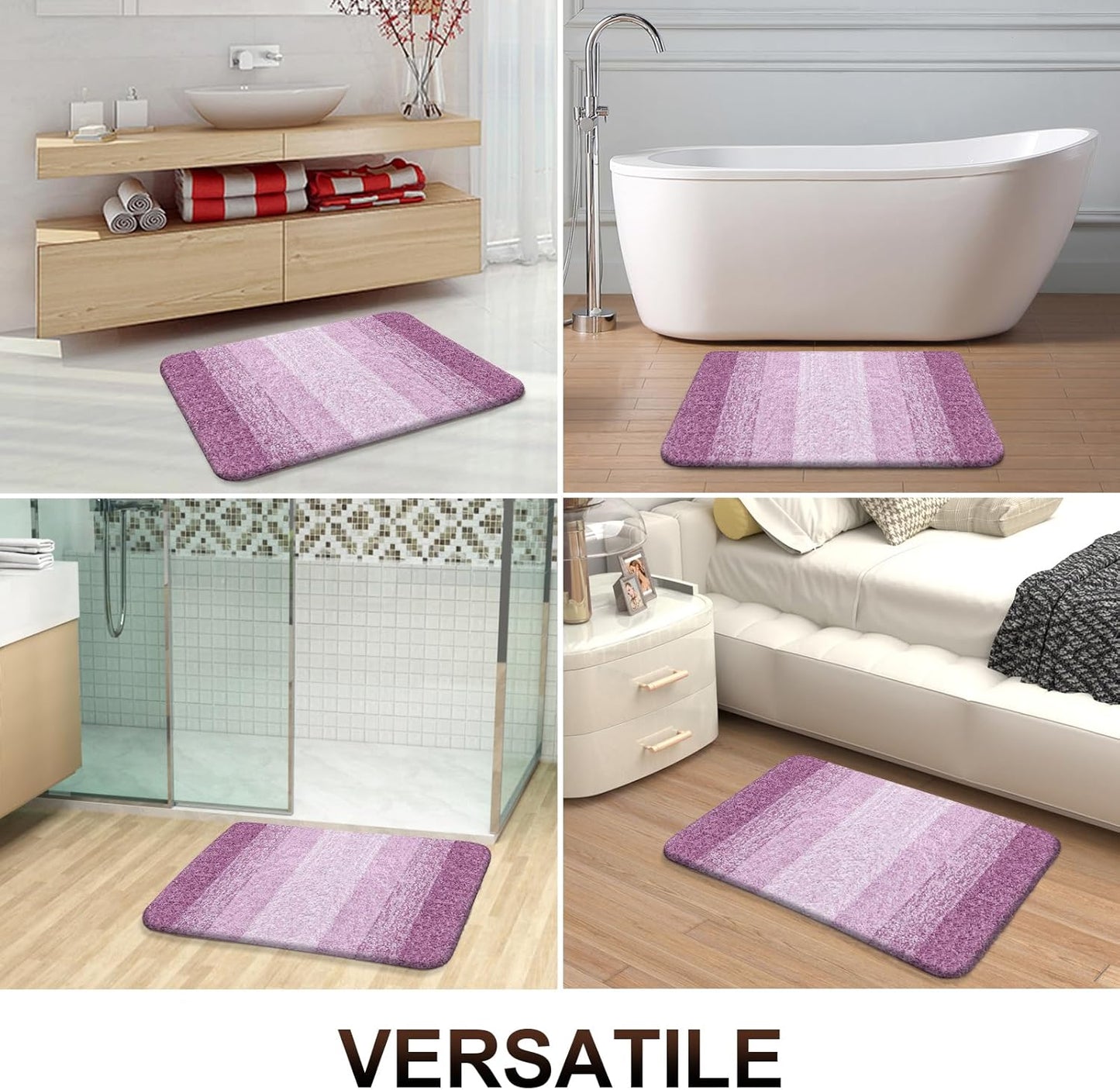 OLANLY Bathroom Runner Rugs 47x24, Extra Soft Absorbent Microfiber Bath Rugs, Rubber Backing, Quick Dry, Washable Bath Mats for Bathroom Floor, Tub and Shower, Home Decor Accessories, Pinkish-Purple