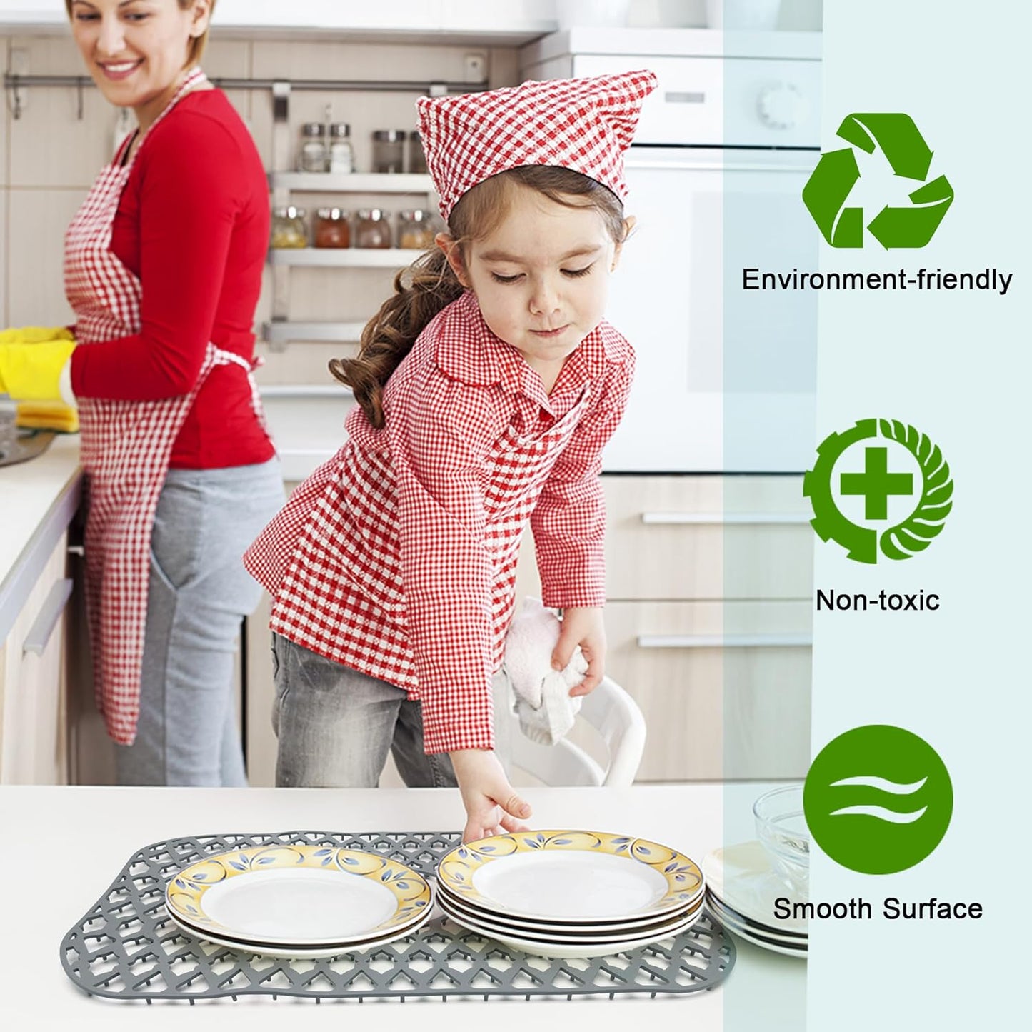 Silicone Sink Protectors - 13x11 & 16x12 & 19x14 & 22x13 & 24x13 & 26x14 & 28x14 & 30x16, Large Grid Mats for Farmhouse Sink (24'x13', Center Drain)