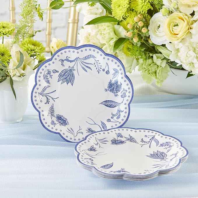 Kate Aspen Blue Willow Paper Plate and Napkin Set - Elegant Disposable Plates for Weddings, Something Blue Before I Do Bridal Shower Decorations, Baby Shower Plates, Tea Party Supplies - 62 Piece