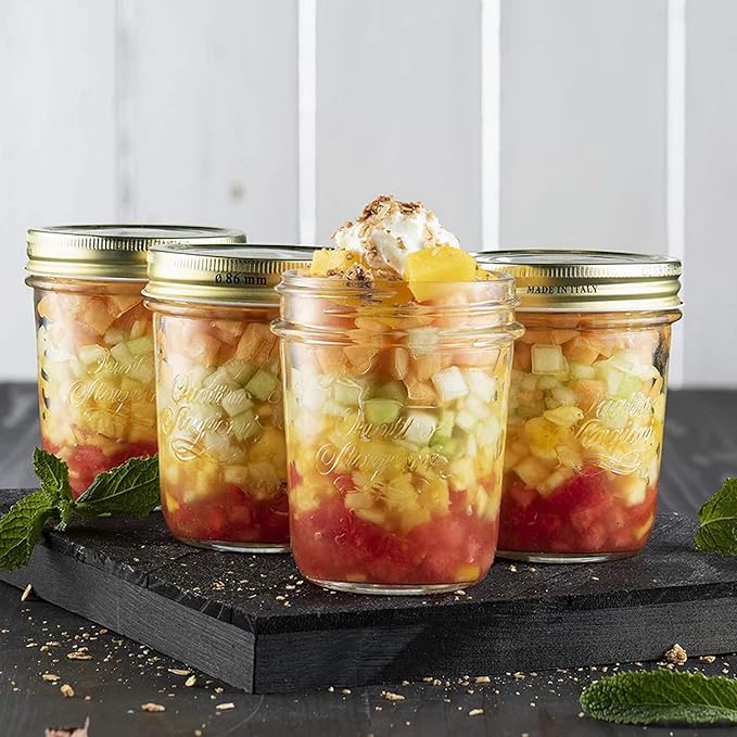 Bormioli Rocco Quattro Stagioni Mason Jar (Set of 6) - 10.75 Oz Wide Mouth Glass Jar with Airtight Twist Lid - Classic Beehive Embossed Design for Canning, Storage & Recipes - Made in Italy, BPA Free