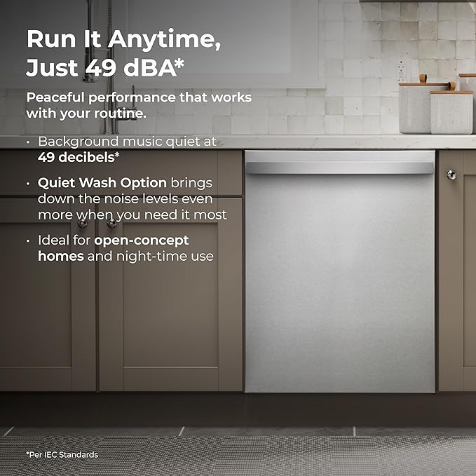 Kenmore 24" Built-In Dishwasher - Quiet Tub with TurboDry, Leak, & SmartWash Soil Detection - 15 Place Settings - 49 DBA - ENERGY STAR Certified - Fingerprint Resistant Stainless Steel