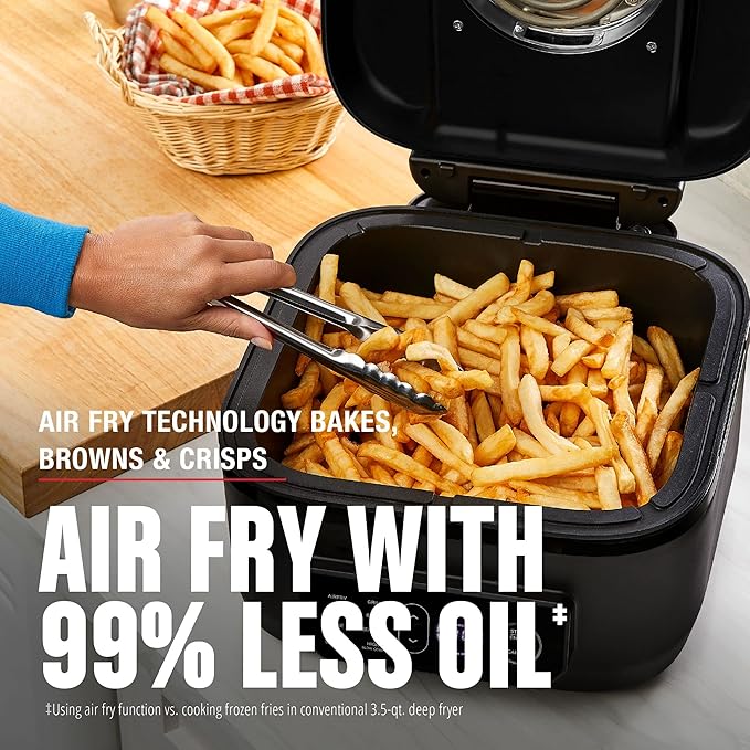 George Foreman Beyond Grill™ 7-in-1 Electric Indoor Grill with Air Fry Technology, MCAFD800D, Black, Large