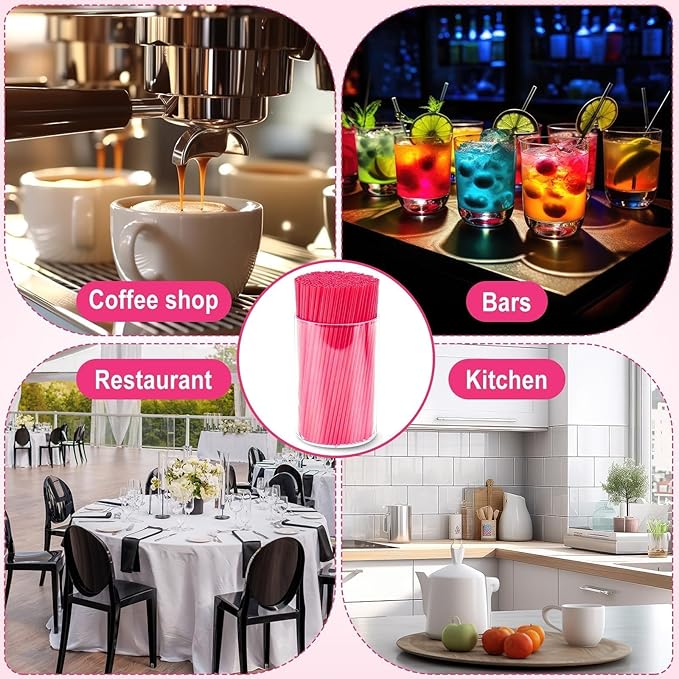 600 Pcs Rose Red Coffee Stirrers Stir Sticks Set - Acrylic Stir Stick Holder Cocktail Straws Bar Straws Drink Stirrers for Coffee Whiskey Valentines Day Disposable Drinking Straws Party Supplies