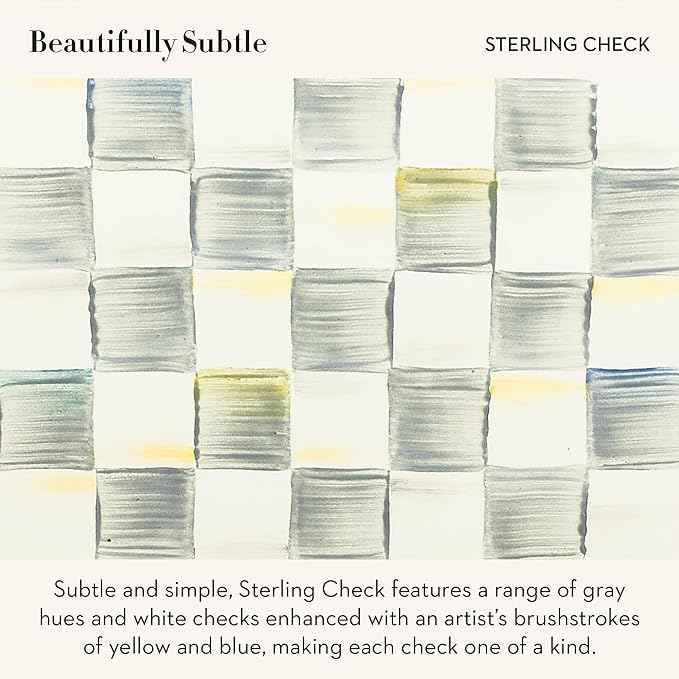 MACKENZIE-CHILDS Enamel Tea Kettle, Stylish Tea Kettle for Stovetop, Grey-and-White Sterling Check, 3 Quarts