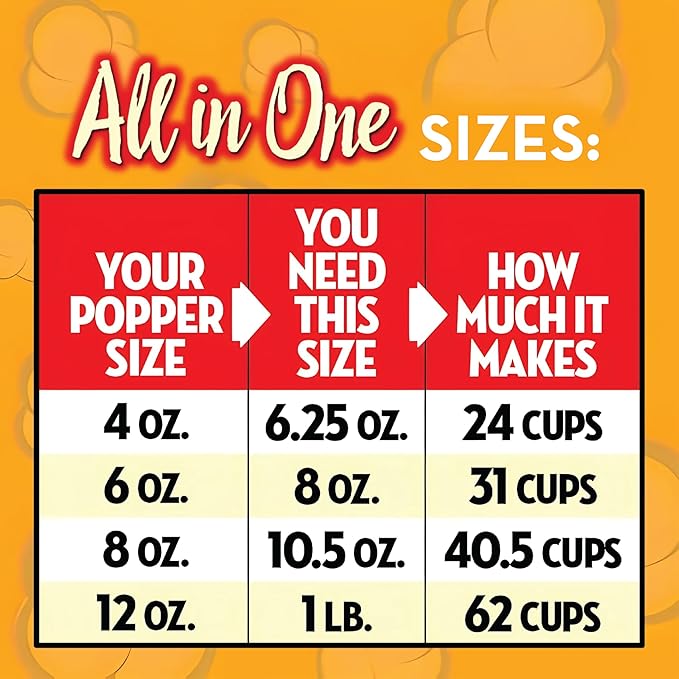 JOLLY TIME All in One Popcorn Kit, Portion Packets with Kernels, Oil and Salt for Movie Theater or Air Popper Machines (24 pack, 6oz Kettle)