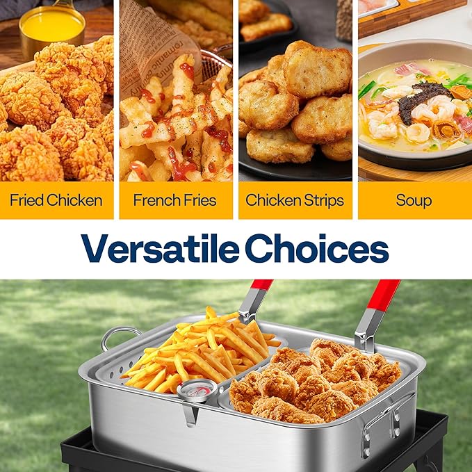 VIVOHOME Double Deep Fryer with 2 Baskets and 54,000 BTU Cast Iron Burner Stand
