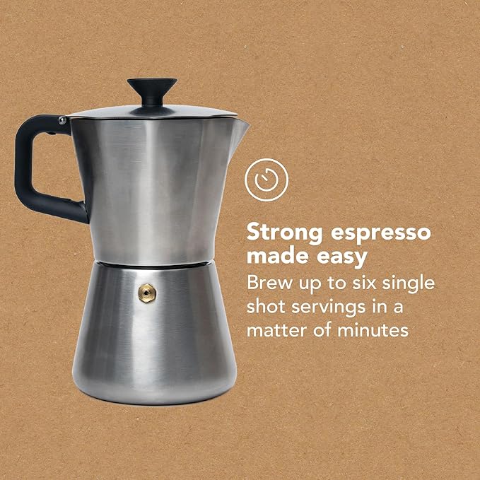 MiiR New Standard Moka Pot, 10oz - Durable Stainless Steel Coffee Maker for Rich Espresso Strength Brew